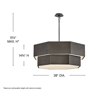 Chime 38" Twelve Lights Medium Convertible Chandelier, Black Oxide