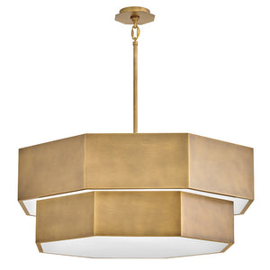 Chime 38" Twelve Lights Medium Convertible Chandelier, Heritage Brass
