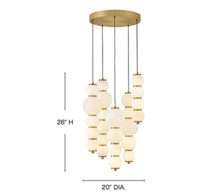 Trigo 20" Small Abstract Chandelier, Lacquered Brass