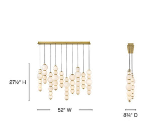 Trigo 52" Large Multi Light Linear, Lacquered Brass