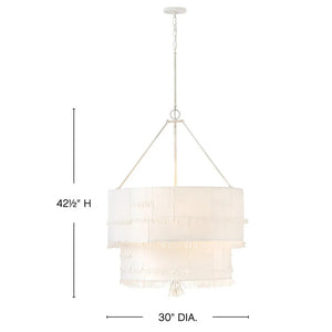 Baya 30" Nine Lights Medium Drum Chandelier, Textured Plaster