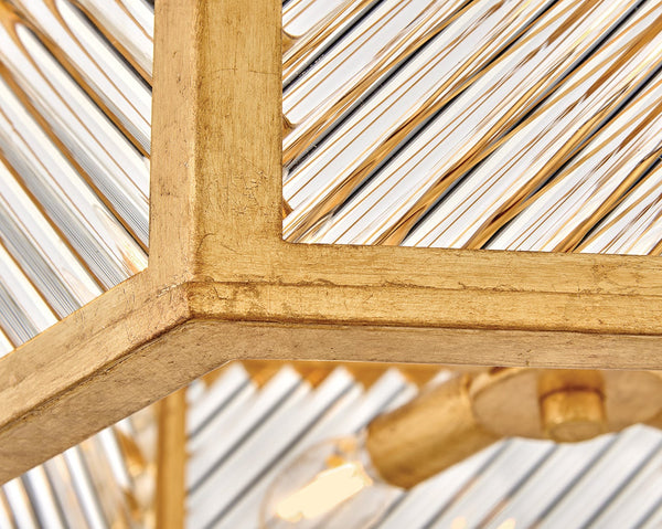 Sura 19" Four Lights Medium Semi-Flush Mount, Distressed Brass