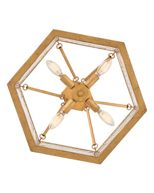 Sura 19" Four Lights Medium Semi-Flush Mount, Distressed Brass
