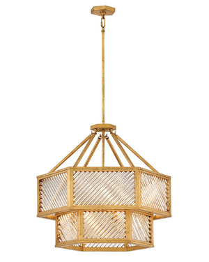 Sura 26" Five Lights Medium Convertible Chandelier, Distressed Brass