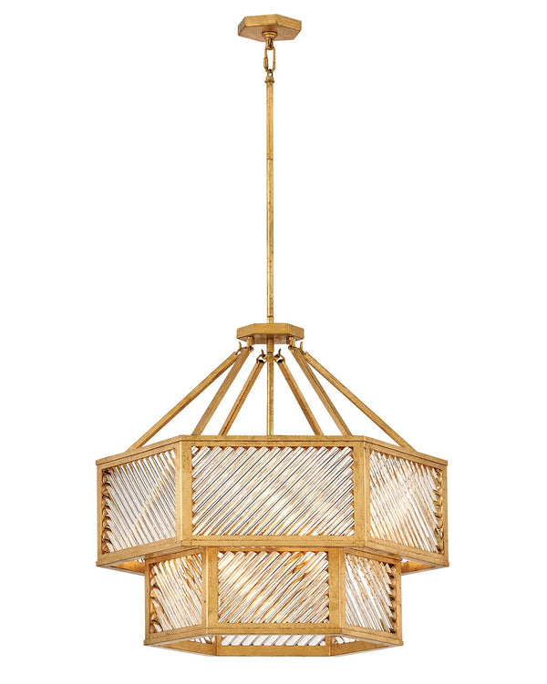 Sura 26" Five Lights Medium Convertible Chandelier, Distressed Brass