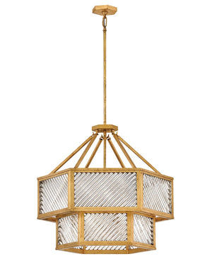 Sura 26" Five Lights Medium Convertible Chandelier, Distressed Brass