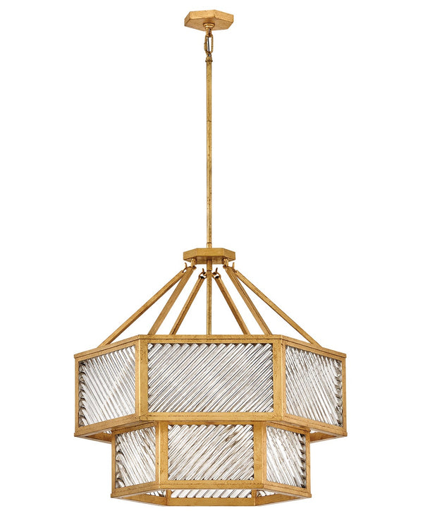 Sura 26" Five Lights Medium Convertible Chandelier, Distressed Brass