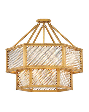 Sura 26" Five Lights Medium Convertible Chandelier, Distressed Brass