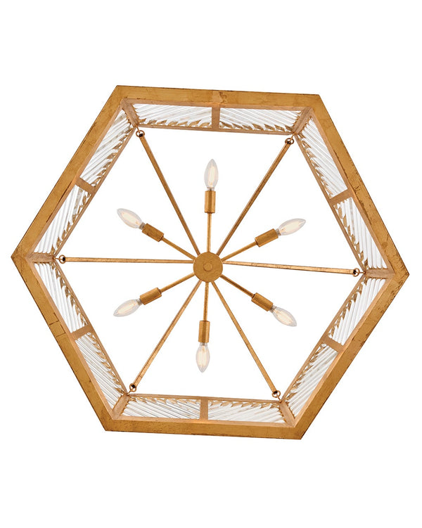 Sura 35" Six Lights Medium Drum Chandelier, Distressed Brass