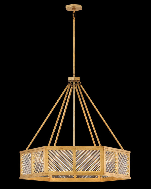 Sura 35" Six Lights Medium Drum Chandelier, Distressed Brass
