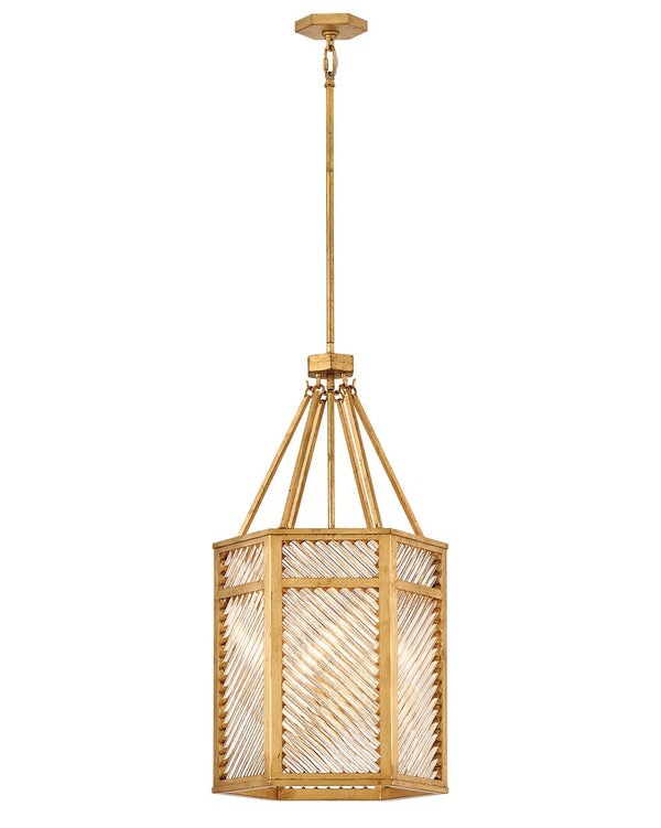 Sura 16" Four Lights Large Pendant, Distressed Brass