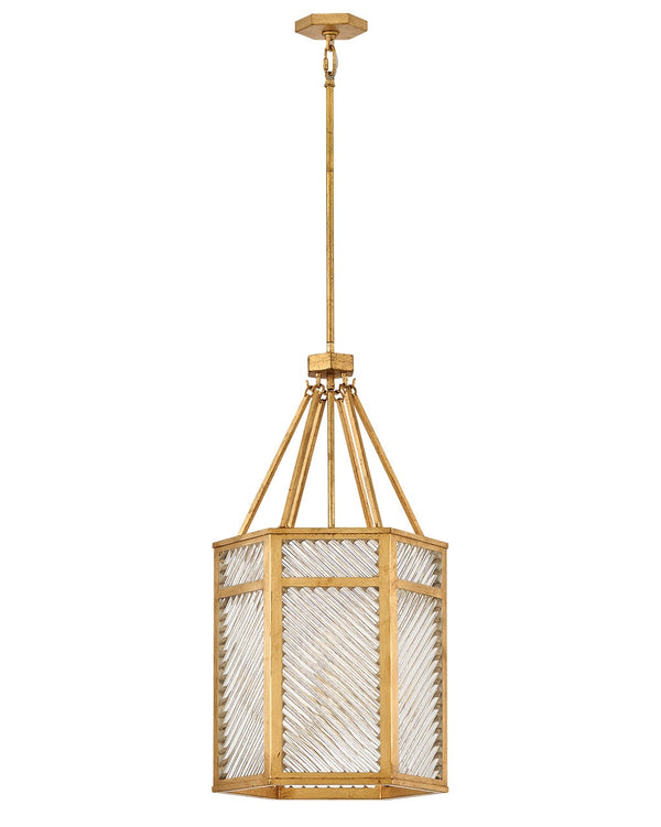 Sura 16" Four Lights Large Pendant, Distressed Brass