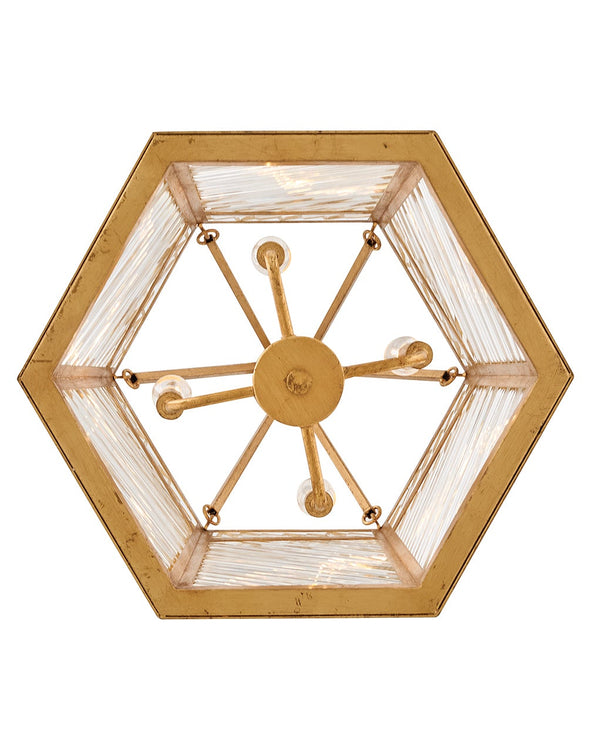 Sura 16" Four Lights Large Pendant, Distressed Brass