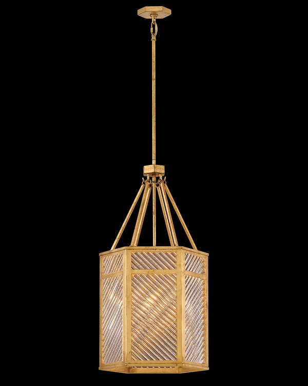 Sura 16" Four Lights Large Pendant, Distressed Brass