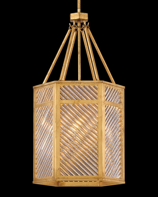 Sura 16" Four Lights Large Pendant, Distressed Brass