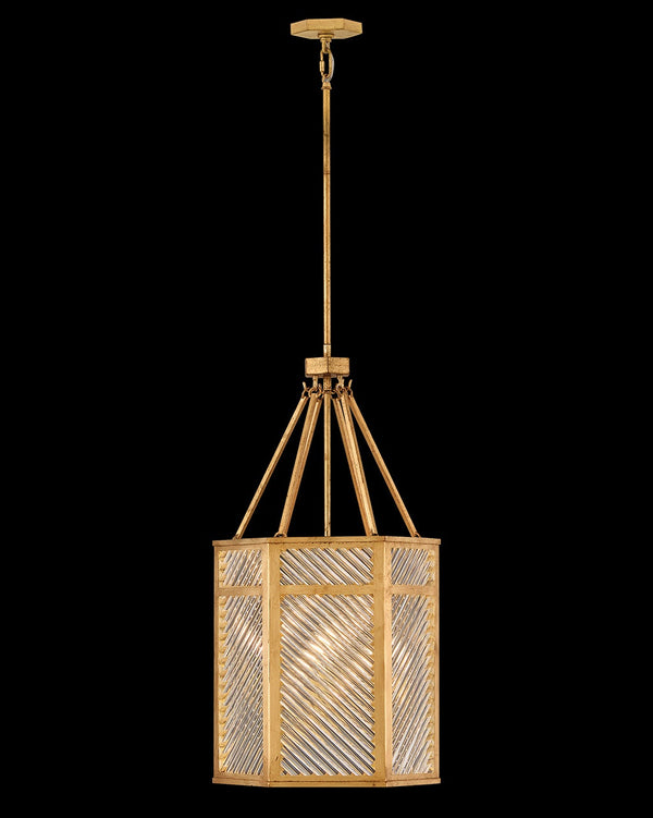 Sura 16" Four Lights Large Pendant, Distressed Brass