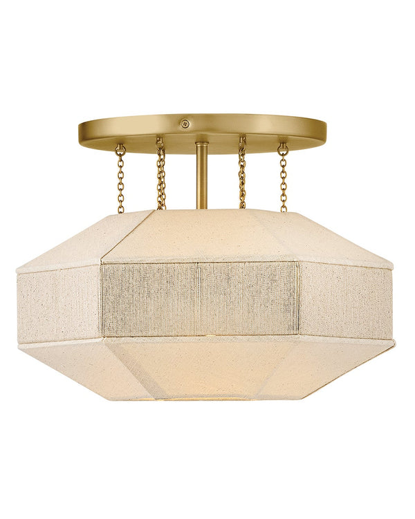 Lyla 15" One Light Medium Semi-Flush Mount, Lacquered Brass