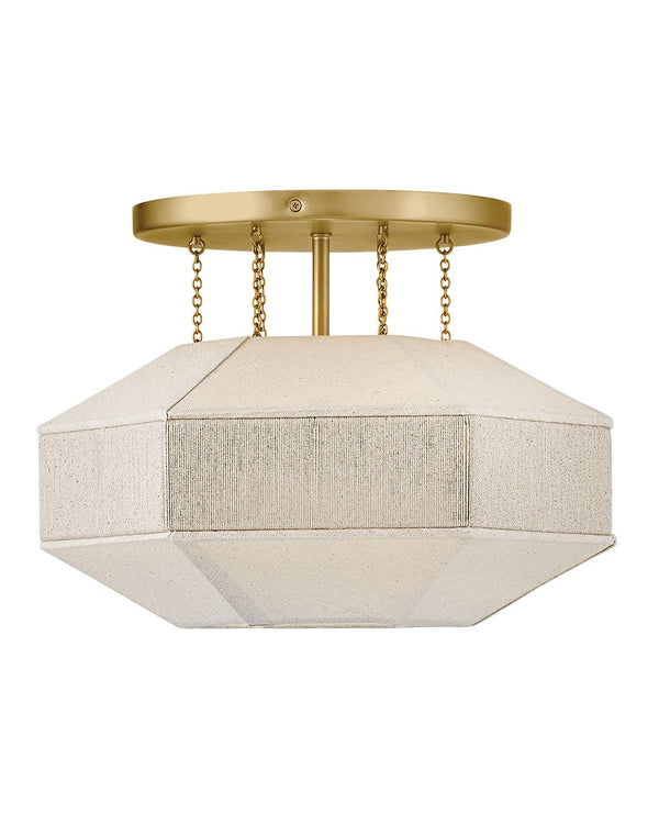 Lyla 15" One Light Medium Semi-Flush Mount, Lacquered Brass
