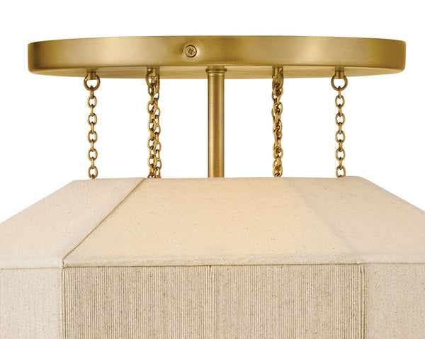 Lyla 15" One Light Medium Semi-Flush Mount, Lacquered Brass