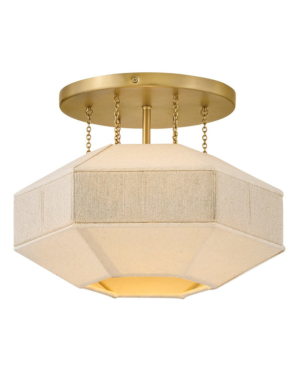 Lyla 15" One Light Medium Semi-Flush Mount, Lacquered Brass