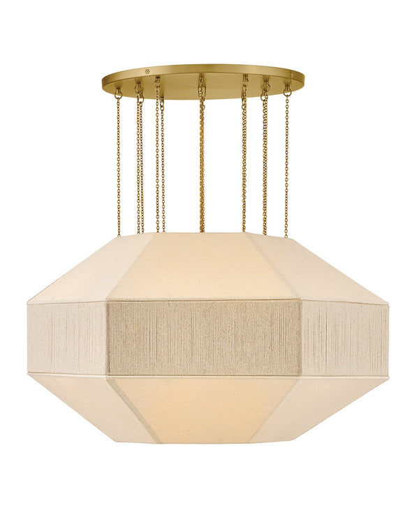 Lyla 32" Six Lights Medium Convertible Chandelier, Lacquered Brass