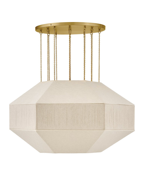 Lyla 32" Six Lights Medium Convertible Chandelier, Lacquered Brass