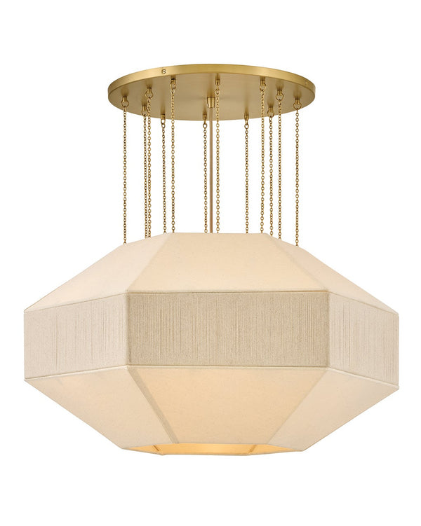 Lyla 32" Six Lights Medium Convertible Chandelier, Lacquered Brass