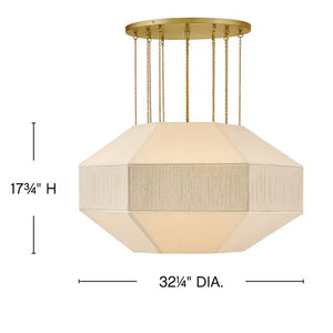 Lyla 32" Six Lights Medium Convertible Chandelier, Lacquered Brass