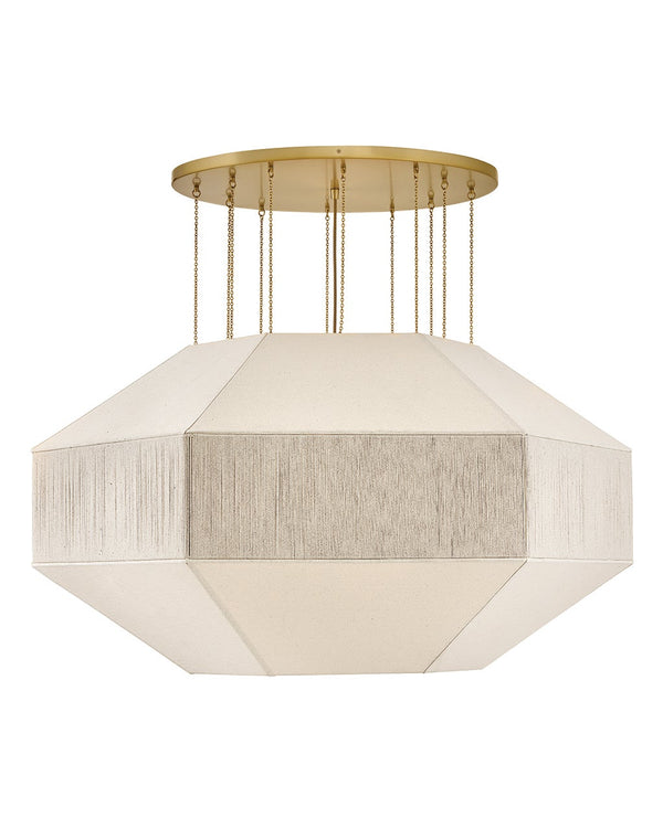 Lyla 50" Ten Lights Large Convertible Chandelier, Lacquered Brass