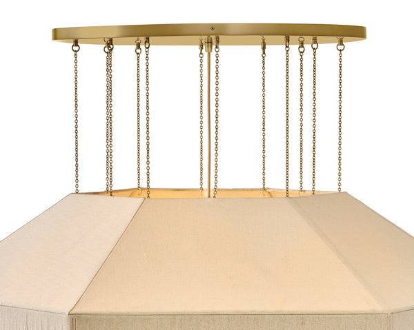 Lyla 50" Ten Lights Large Convertible Chandelier, Lacquered Brass