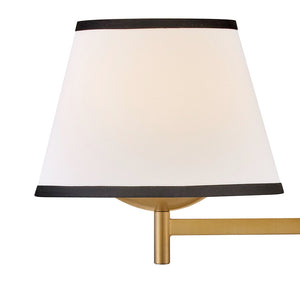 Gauge 11" One Light Medium Task Light Sconce, Lacquered Brass / Off-White Linen Shade