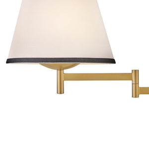 Gauge 11" One Light Medium Task Light Sconce, Lacquered Brass / Off-White Linen Shade