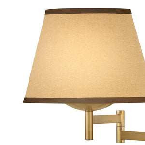 Gauge 11" One Light Medium Task Light Sconce, Lacquered Brass / Light Beige Fabric Shade