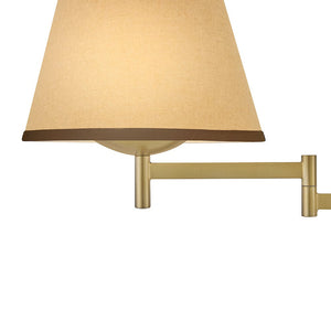 Gauge 11" One Light Medium Task Light Sconce, Lacquered Brass / Light Beige Fabric Shade