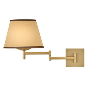 Gauge 11" One Light Medium Task Light Sconce, Lacquered Brass / Light Beige Fabric Shade