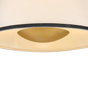 Gauge 18" Three Lights Large Pendant, Lacquered Brass / Off-White Linen Shade