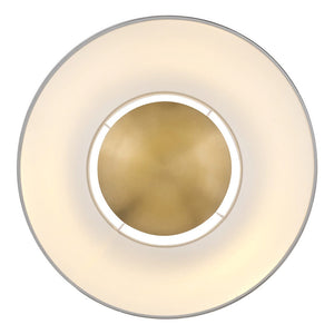 Gauge 18" Three Lights Large Pendant, Lacquered Brass / Off-White Linen Shade