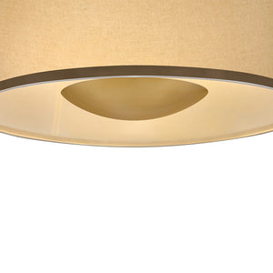 Gauge 18" Three Lights Large Pendant, Lacquered Brass / Light Beige Fabric Shade