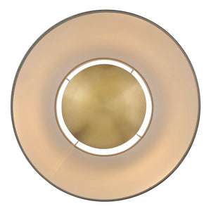 Gauge 18" Three Lights Large Pendant, Lacquered Brass / Light Beige Fabric Shade