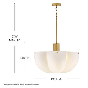Flare 24" Six Lights Medium Chandelier, Heritage Brass
