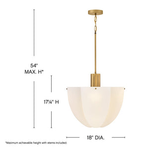 Flare 18" Eight Lights Large Pendant, Heritage Brass