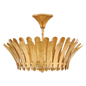 Nadir 20" Three Lights Medium Semi-Flush Mount, Distressed Brass
