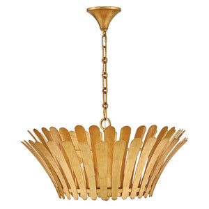 Nadir 25" Three Lights Medium Tapered Chandelier, Distressed Brass