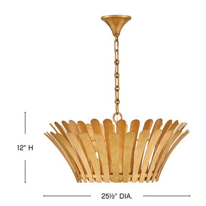 Nadir 25" Three Lights Medium Tapered Chandelier, Distressed Brass
