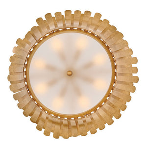 Nadir 34" Eight Lights Medium Tapered Chandelier, Distressed Brass