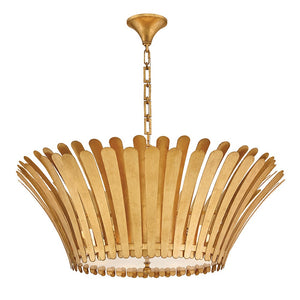 Nadir 34" Eight Lights Medium Tapered Chandelier, Distressed Brass