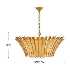 Nadir 34" Eight Lights Medium Tapered Chandelier, Distressed Brass