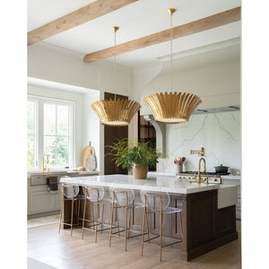 Nadir 34" Eight Lights Medium Tapered Chandelier, Distressed Brass