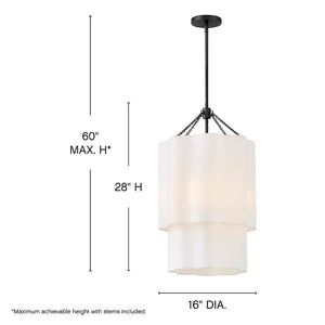 Glimmer 16" Four Lights Large Pendant, Black