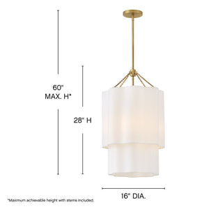 Glimmer 16" Four Lights Large Pendant, Lacquered Brass